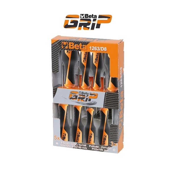 1263/D Set Of 10 Screwdrivers, Slotted And Phillips